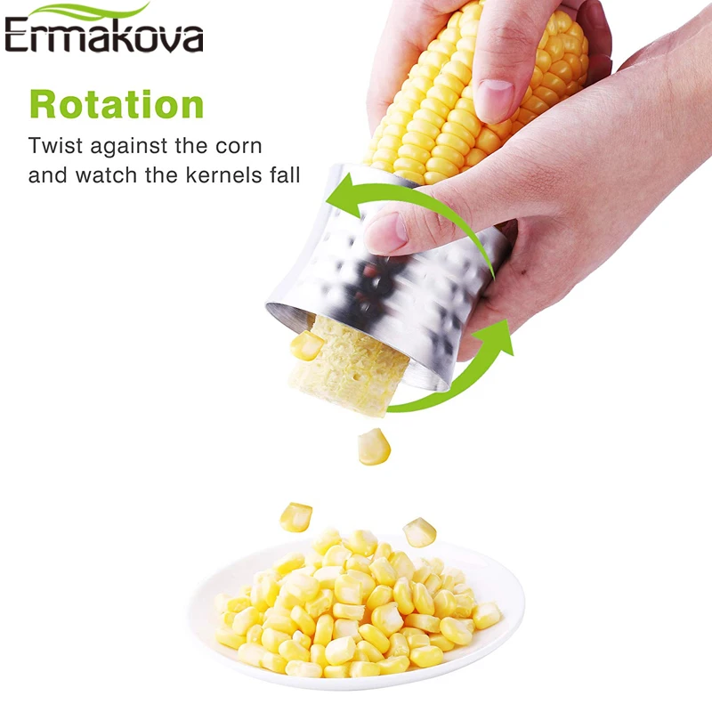 ERMAKOVA инструмент для зачистки кукурузы из нержавеющей стали прибор для чистки кукурузы слайсер резак для удаления зубчатое лезвие с нескользящей рукояткой