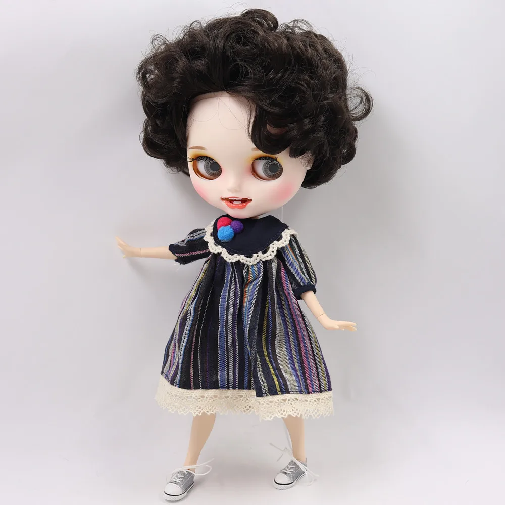 Ледяной обнаженный Blyth кукла No. BL950 черные волосы резные губы открытый рот матовый индивидуальные лица сустава тела 1/6 bjd