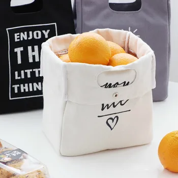 

Fashion Canvas Lunch Bag Portable Meal Letter Cotton Linen Food Tote Pouch Bento Lunch Large Capacity Bag Storage Bags