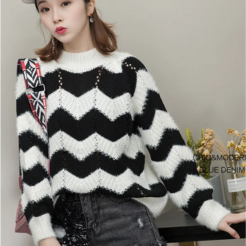 

Autumn Winter MultiColor Sweet Style Sweaters Mohair Loose Sweater Female Winter Womens Sweaters Women Sweaters Pullovers