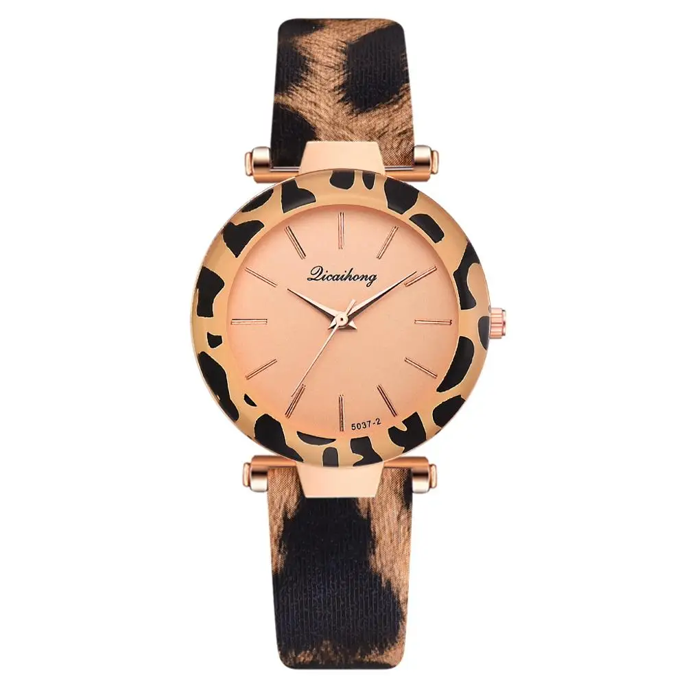 Beige Новые модные женские часы Montre Femme кожаная с леопардовым принтом аналоговые кварцевые часы женские наручные часы Reloj Mujer Zegarek Damski - Цвет: Beige