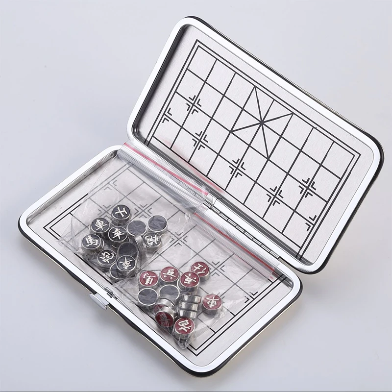 Portable Mini Chinese Chess Set Magnetic Chess Pieces Travel Games Strong Magnet Folding Chessboard Backgammon Gift