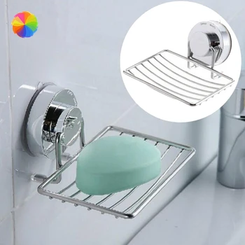 

Stainless Steel Wall Mounted Soap Holder Bathroom Storage Box Container Tray Powerful Suction Cup Rack Bathroom AccessoriesCY