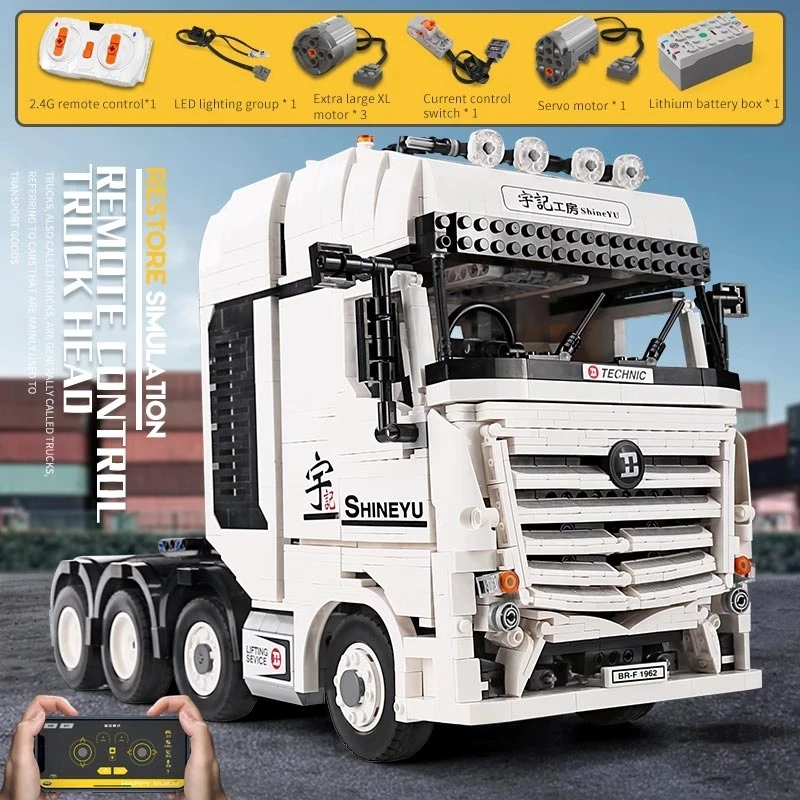 High-Tech Yc-Gc007 App Telecomando Camion Arocs Car Container Step Deck Trailer Building Blocks Bambini Regali Di Compleanno Giocattoli 42100