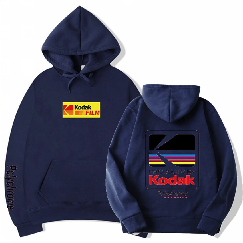 Navy Японская хип-хоп зимняя флисовая Мужская Толстовка Harajuku kodak куртки мужские женские свитшоты дропшиппинг Новинка горячая Распродажа толстовки - Цвет: Navy