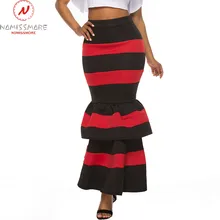 Модная женская уличная юбка, цвет в тон, лоскутный дизайн, оборки, Декор, высокая талия, полосатый принт, тонкие бедра, плиссированные юбки