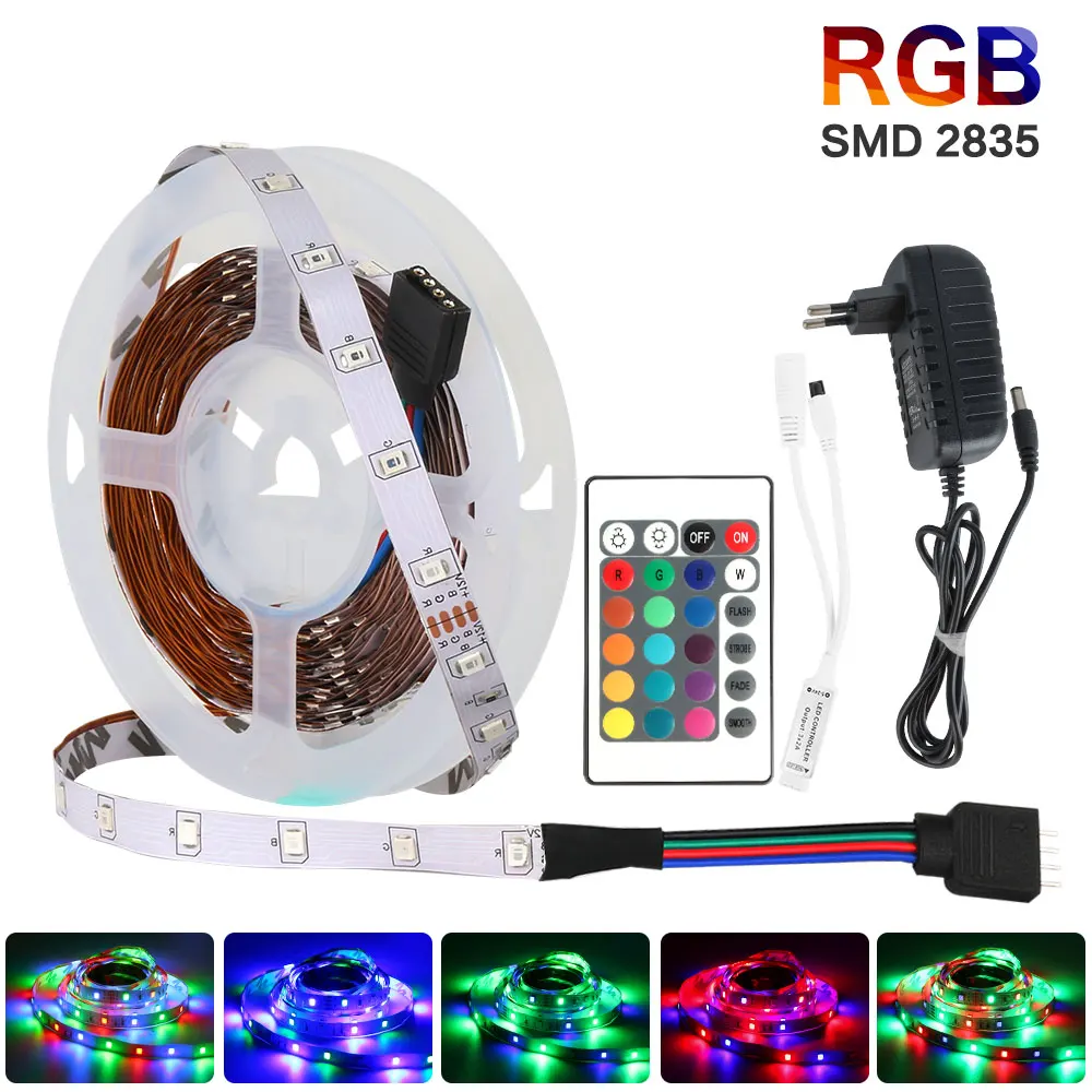 RGB Светодиодная лента 5 м 15 м 20 м светодиодный светильник SMD2835 60 Светодиодный s/M DC12V водонепроницаемый RGB светодиодный светильник Диодная лента гибкий контроллер 24 клавиши