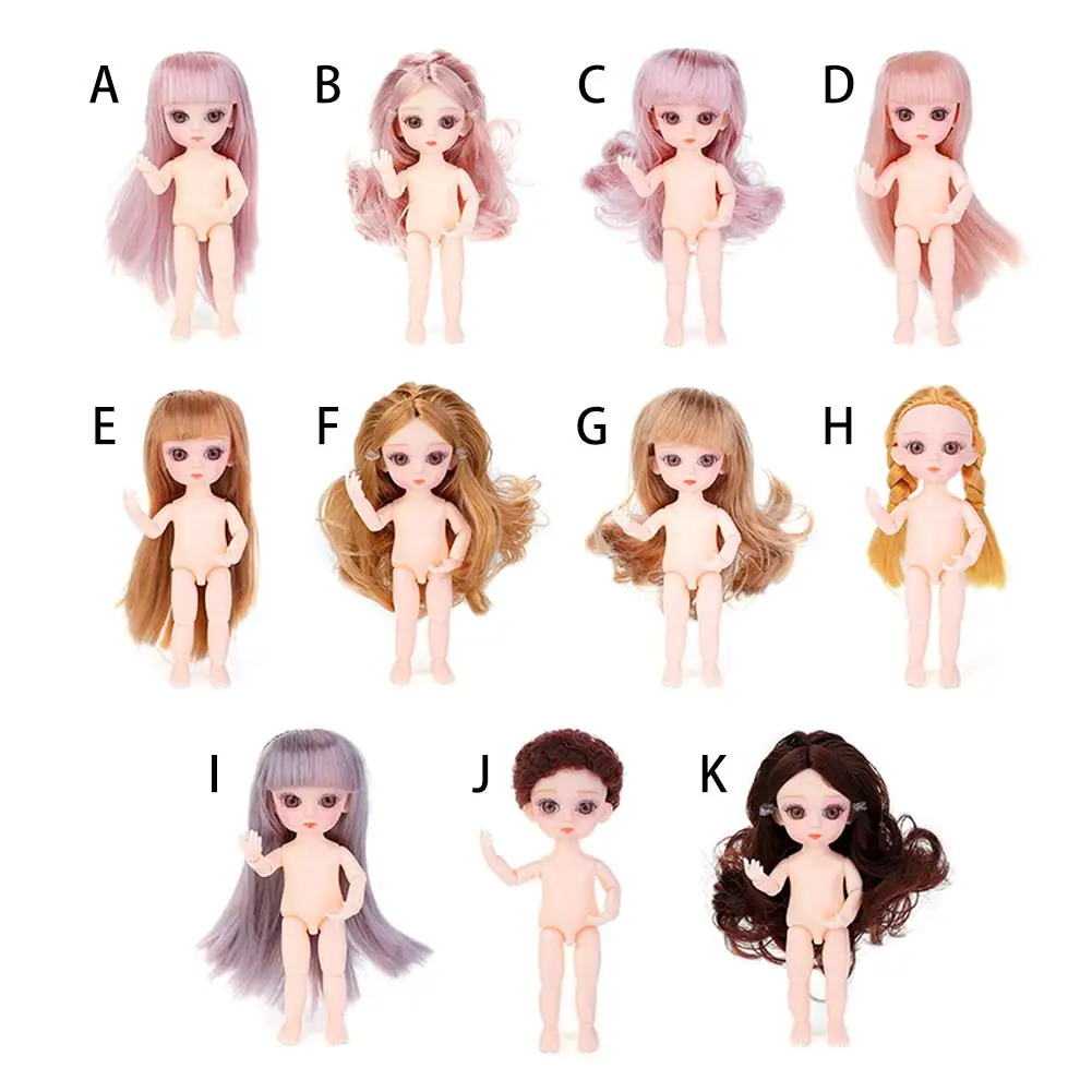 

1Pcs 16CM/6.3IN Silicone Small Pudding Princess Doll Mini Simulation BJD Doll Not Clothes With 3D Acrylic Beauty For Girls