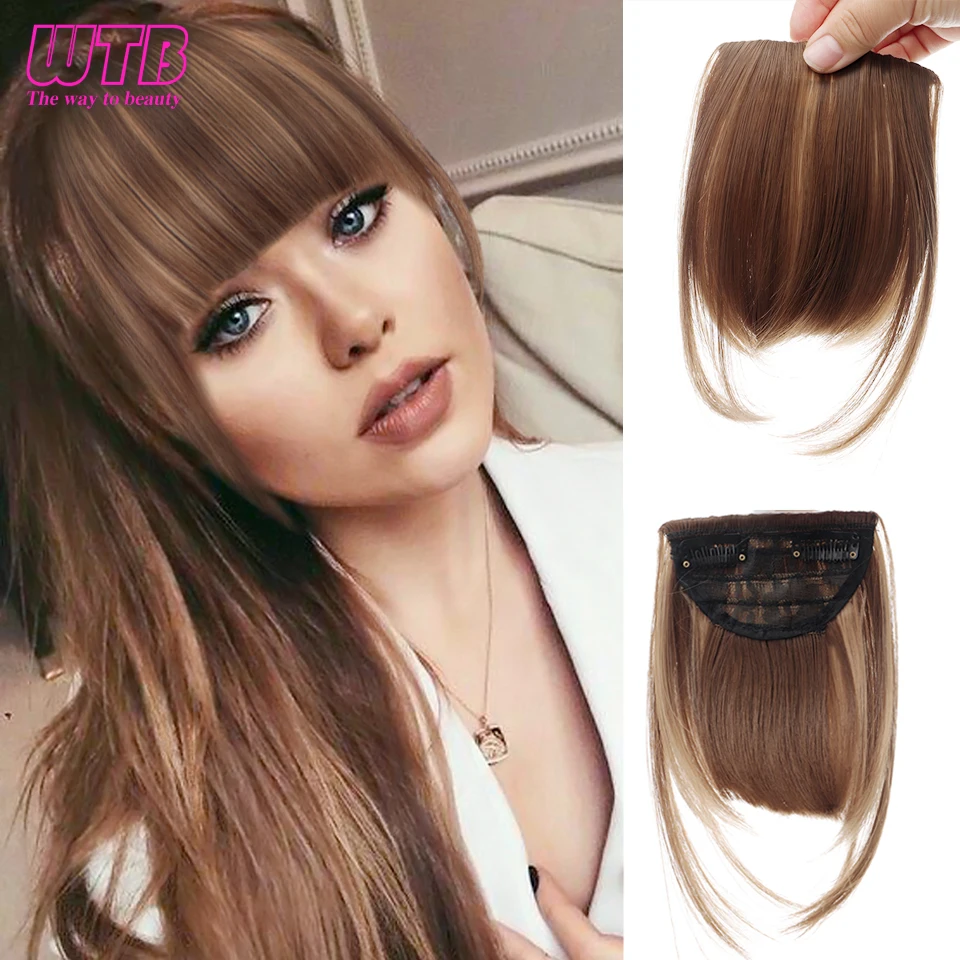 WTB Synthetic Fake Blunt Air Bangs Front Hair Extension Fringe Natural False Hairpieces Women Clip In Bangs Heat Resistant