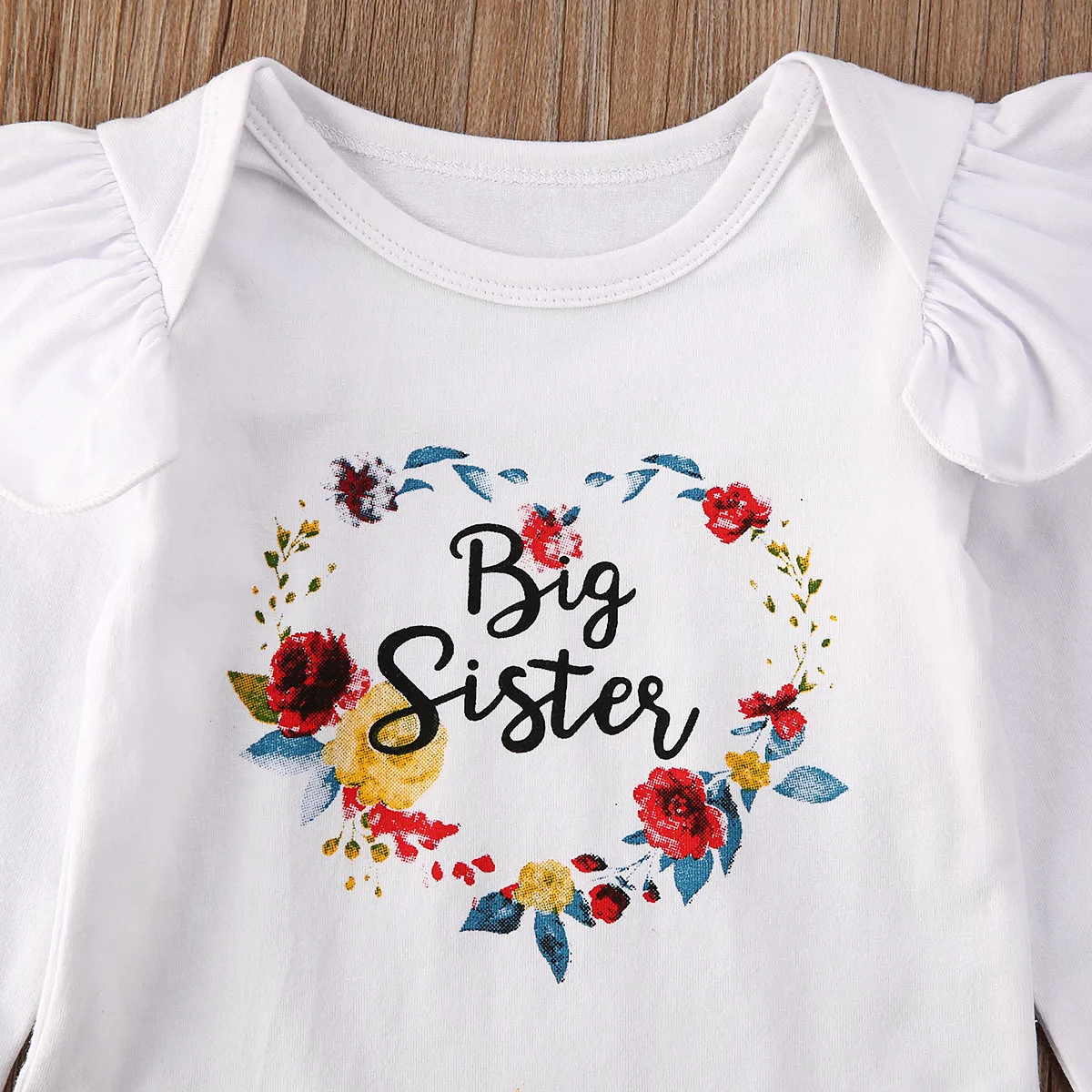 Детский хлопковый комбинезон «Big Sister» для маленьких девочек, Топы+ платье на бретелях с цветочным рисунком, одежда для малышей 0-24 месяцев