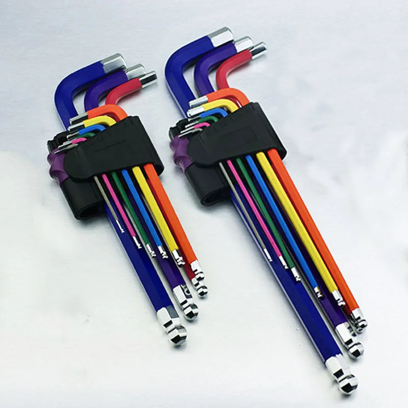 1,5 мм-10 мм цветной кодовый шаровой конец шестигранный ключ шестигранник L Гаечный ключ набор крутящий момент длинный метрический с рукавом ручные инструменты велосипедные аксессуары 9 шт