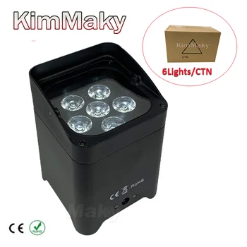 

6lights/CTN 6x18w RGBWA UV Par light remote control Wireless DMX led battery uplights for dj party