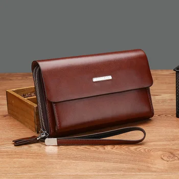 

Men's Clutch Bag Fashion Casual Double Zipper Large Capacity Business Men's Clutch Bag