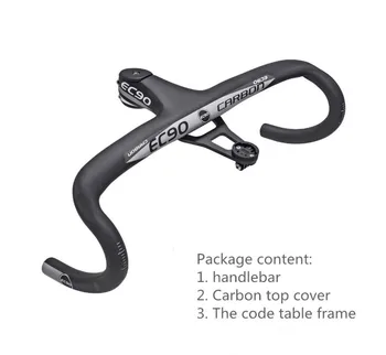 

EC90 5D Full Carbon Road Bike Handlebar Integrated Drop Bar 28.6mm 3K Weave With Bike Computer Mount light mount