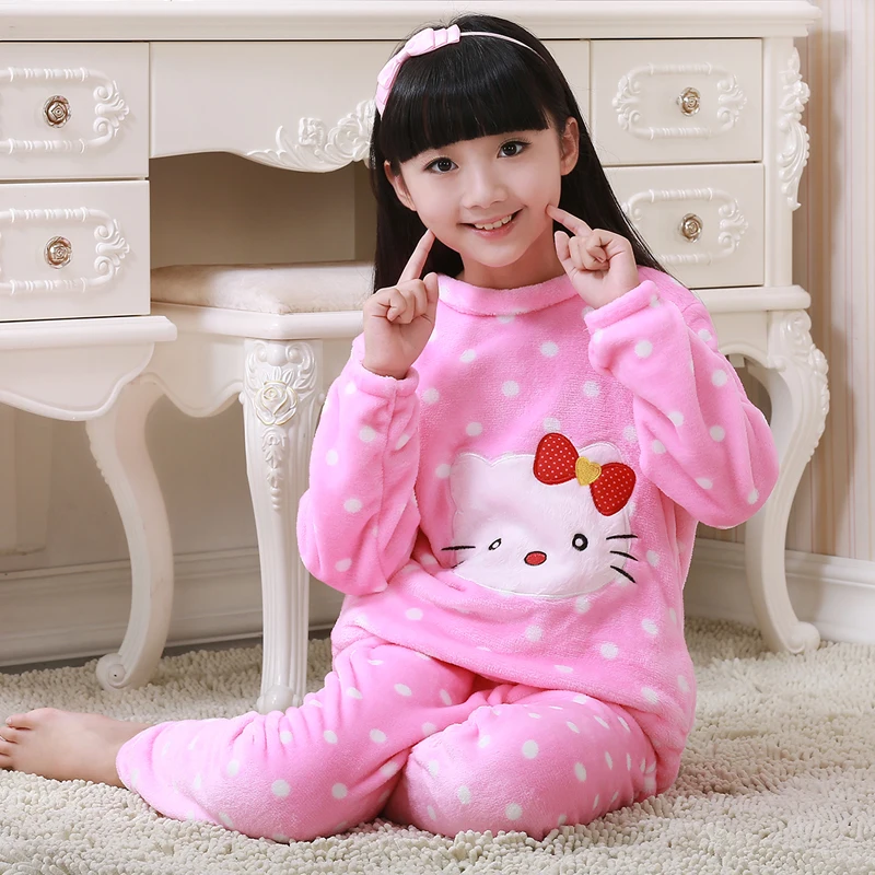 ; Рождественский пижамный комплект; зимняя плотная теплая фланелевая Детская Пижама; Комплект унисекс; пижама с длинными рукавами для мальчиков; милый подарок для детей - Цвет: R H hong yuan kt