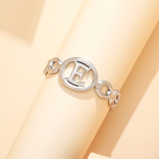 Out A-ZLetter 2Colors Metal Adjustable Opening Ring Initials Name Alphabet Female Party Fashion Jewelry Christmas Present