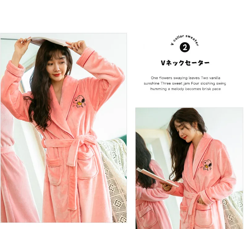 Winter robe women Chinese Female Coral Fleece night-robe Kimono Thick Warm Nightgown Sleepwear Women Casual Bathrobe Plus Size