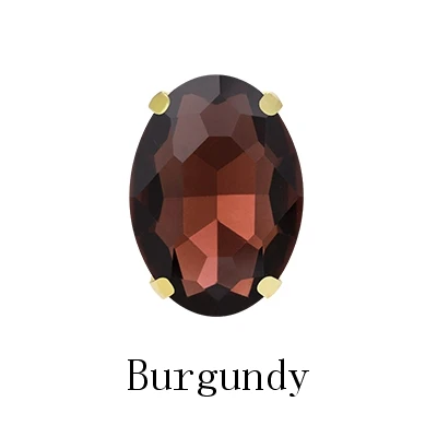 Dark Color Oval Top Pretty Glass Crystal Strass High Quality Sew On Rhinestones With Golden Flatback Claws For Clothing Crafts - Цвет: Burgundy