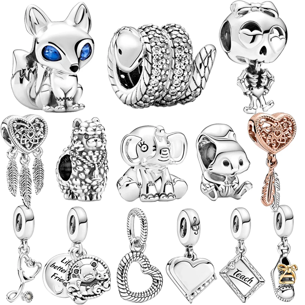 

2020 Autumn New Arrival 925 Sterling Silver Snake Fox Squirrel Charm Beads Fit Original Pandora Bracelet Silver Jewelry Making