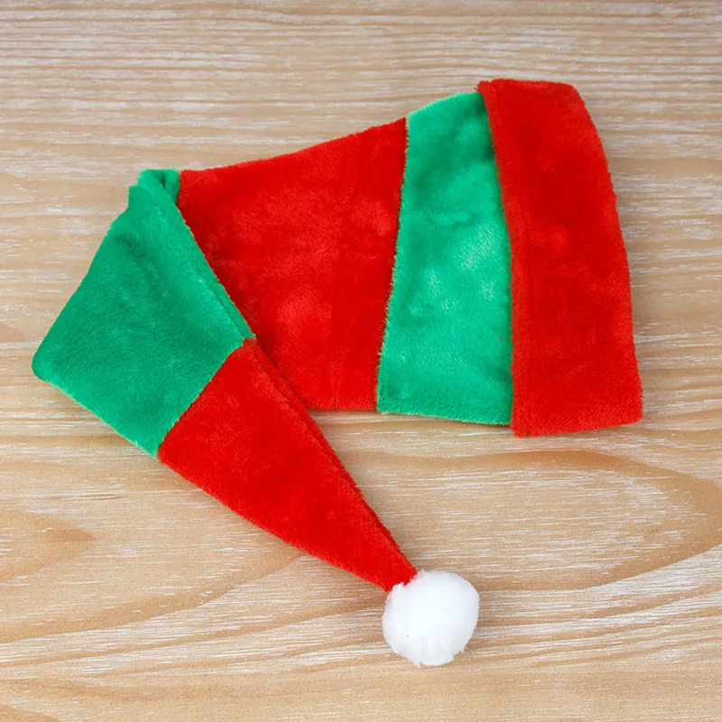 Red Green Striped Plush Christmas Hat Festival Party Decor Elf Hat Clown Cap Christmas Decor