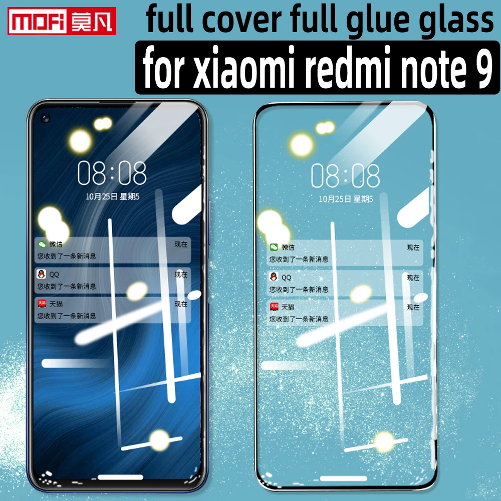 screen protector for xiaomi redmi note 9 tempered glass redmi note9 full cover glue 2.5D Mofi front protective film xiaomi note9