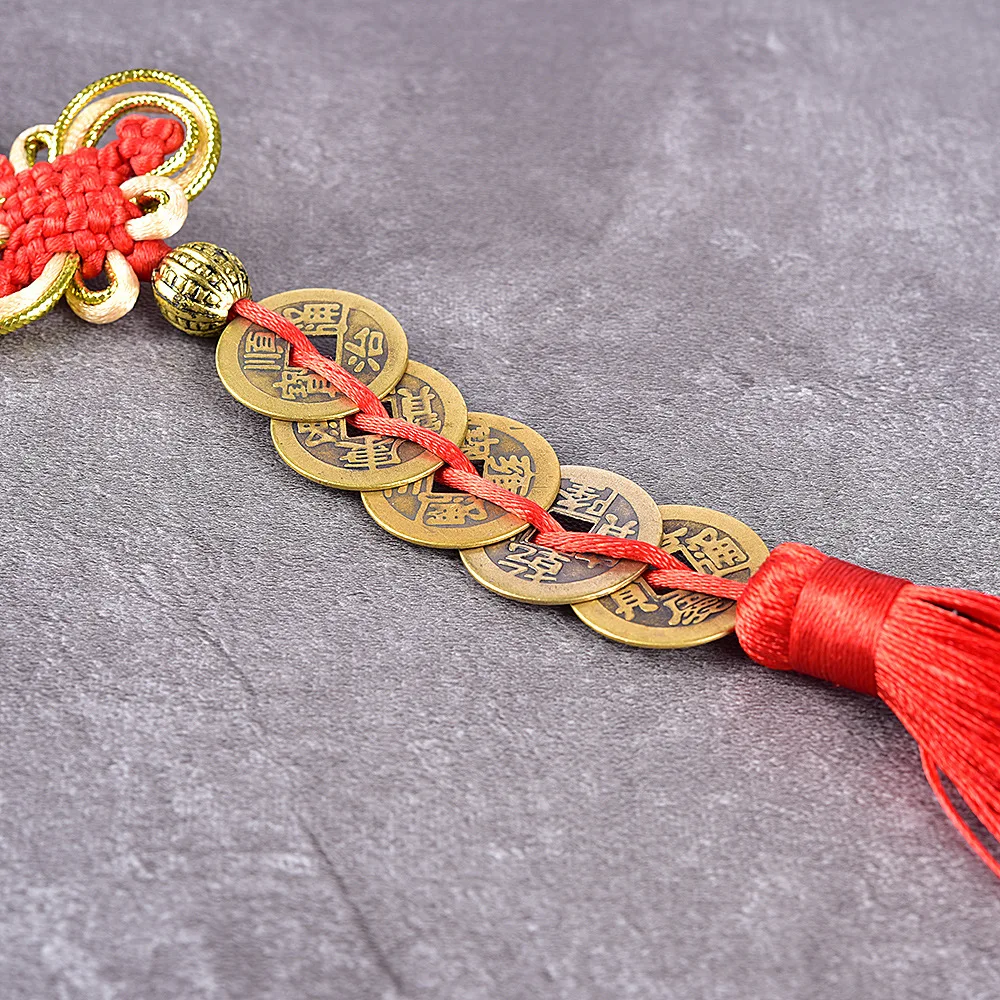 L063 Automobile Hanging Ornament Interior Trim Five Emperors Copper Coins Hanging Decoration Craft Pendant Lucky Chinese Knot