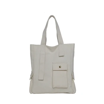 

Girl Bag Canvas Fashion Student Bag Books Large Capacity Young Candy Color Shoulder Bag Simple Ladies Daily Handbag Beige