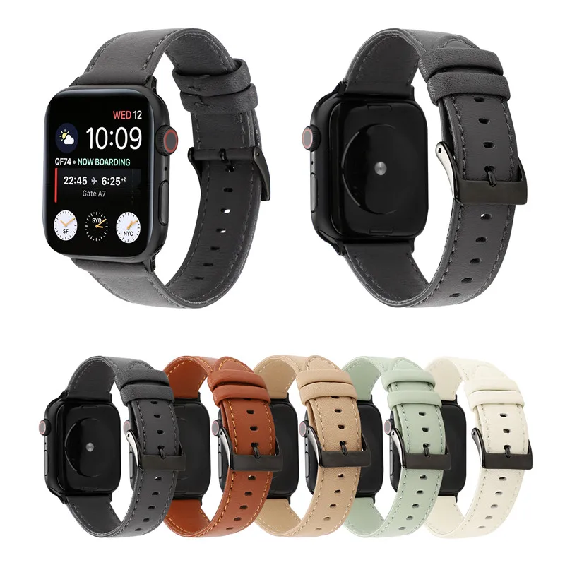 Сменный Браслет из натуральной кожи для Apple Watch 4 5 ремешок из телячьей кожи 44 40 мм для iWatch 3 2 Аксессуары для браслетов 38 42 мм