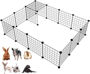 

16pcs Metal Wire Storage Cubes Organizer, DIY Small Pet Cage for Rabbit, Guinea Pigs, Puppy Portable Metal Wire Yard Fence