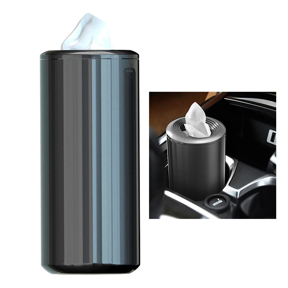 

Car Tissue Box Car Interior Home Round Silver Tube Replacement Plastic Storage Multi-functional Cylindrical Paper Tissue Box