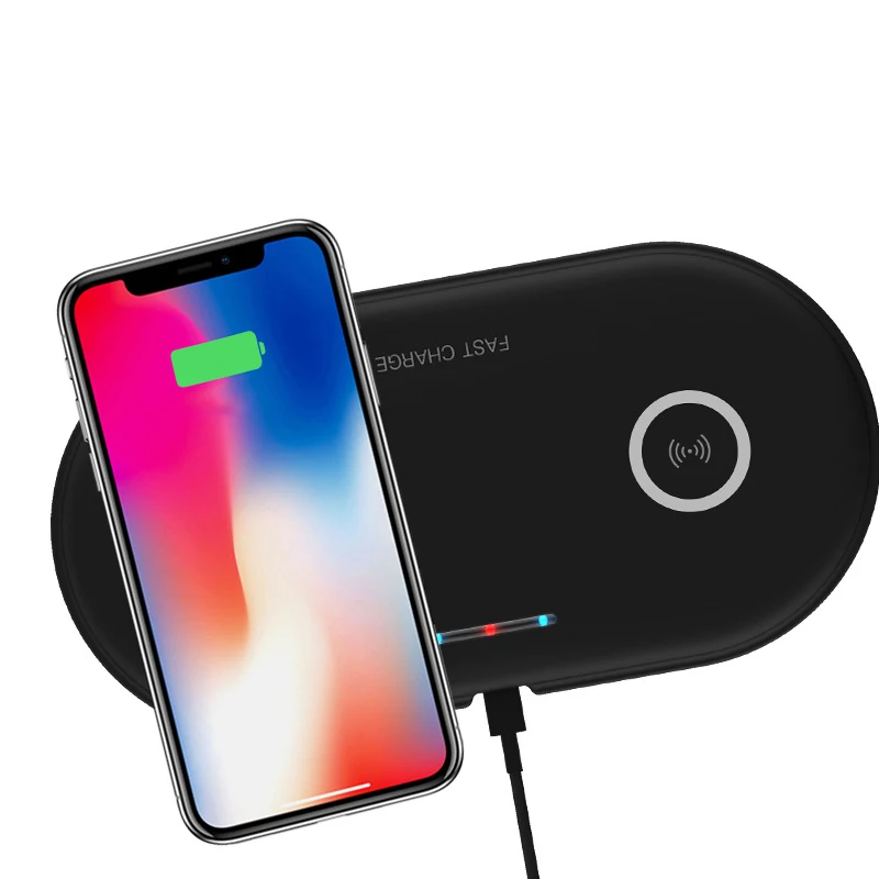 Полностью двойное 10 Вт Беспроводное зарядное устройство для iPhone X XS Max Xr Qi двойная быстрая зарядная док-станция для samsung Galaxy S8 S9 Note 9