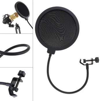

Microphone Filter Mesh Shield Mic Blowout Preventer Recording Windproof Microphone Anti Noise Net Cover Cantilever Bracket