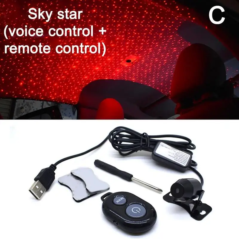 Usb Универсальный Ночной светильник, автомобильный атмосферный светильник светодиодный лазерный декоративный автомобильный Стайлинг лампы, автомобильный светильник, интерьерная звезда на крыше, цвета C Z4L9