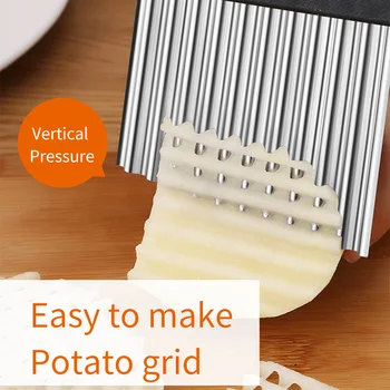 

French Fries Cutter Stainless Steel Serrated Blade Easy Slicing Cut Vegetable Fruit Tool Wave Knife Chopper Knife Accessorie