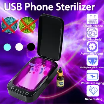 

9W Mask Disinfection Sterilizer USB Phone Wireless Charge UV Sanitizer Disinfector Touch Control Aromatherapy Indicator