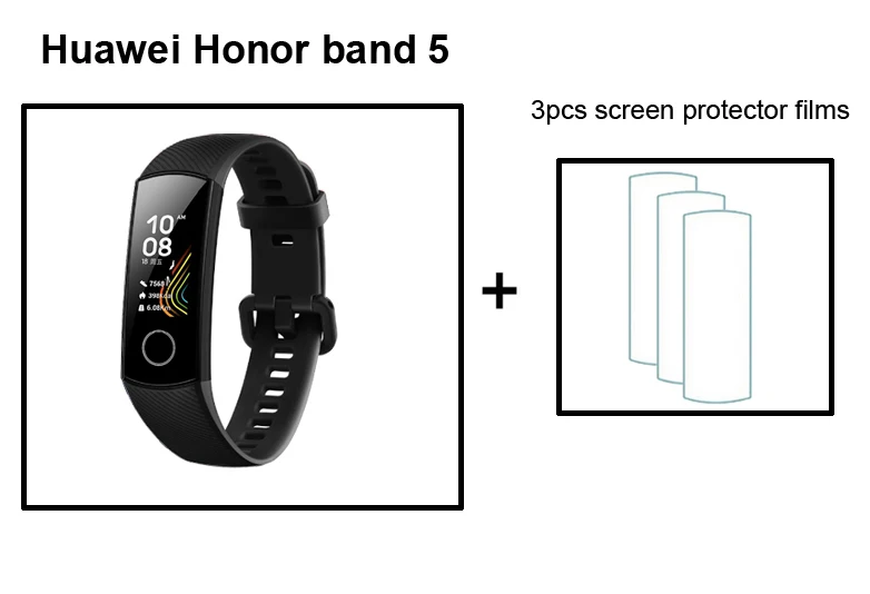 CN Black add films Умный Браслет huawei Honor Band 5 с кислородом крови AMOLED для обнаружения положения при плавании пульса и сна huawei - Цвет: CN Black add films