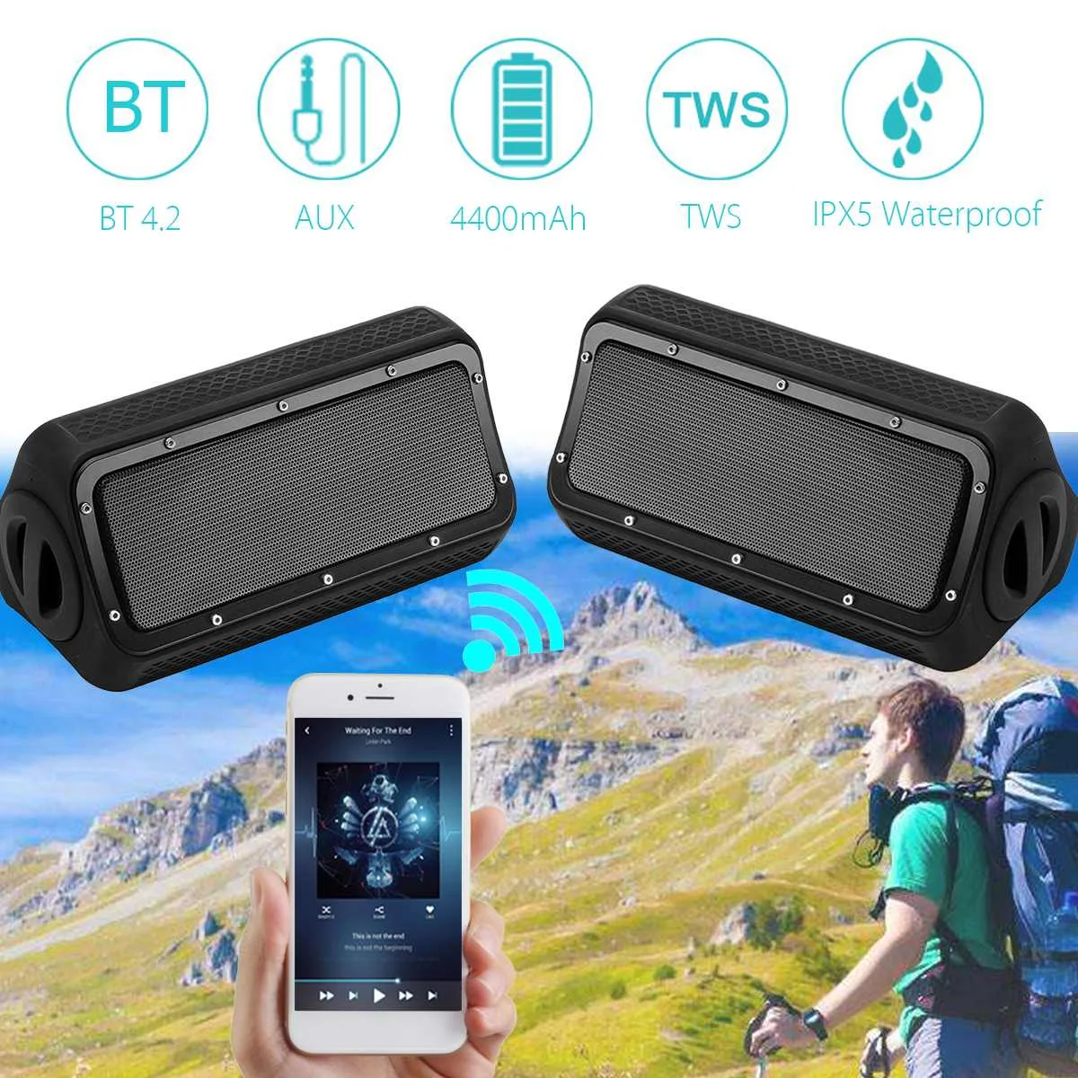 

Portable Outdoor bluetooth Speaker 10W Wireless Waterproof TWS Stereo Music Soundbox Multifuction Phone Charging Speaker