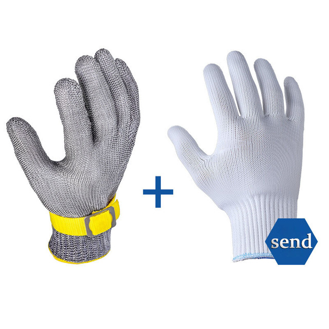 Steel Anti-cutting Gloves, Used For Meat, Fish, Crab, Oyster, Anti-cutting, Anti-binding Metal, Iron Gloves, White Glo