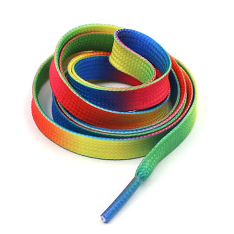 Colorful Lacets Chaussure Couleur Laces Rainbow Print Flat Canvas Shoe Lace Shoes Casual Chromatic Colour Shoelaces 80-60CM