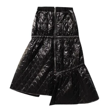 Повседневные Асимметричные женские юбки с завышенной талией, клетчатая Асимметричная Свободная юбка для женской одежды, модная одежда V008