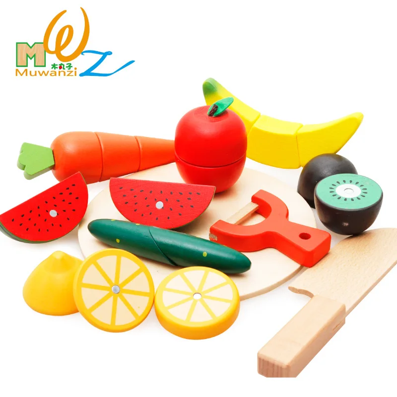 

Wooden & Vegetable Fruit Cut Educational Toy Play House CHILDREN'S Toy Cutting Set