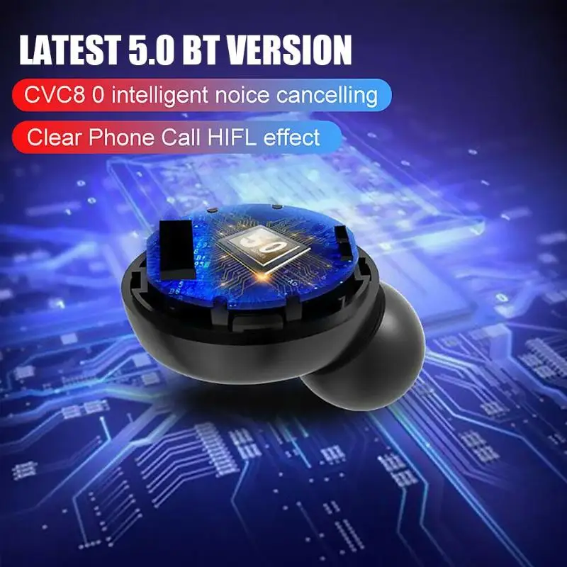 TWS Earphone Wireless Bluetooth 5 0 IPX7 Mini Headset 4000mAh Charging Case Touch Button Phone Holder Chinese English Optional
