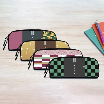 

Demon Slayer Kimetsu No Yaiba Kamado Tanjirou Nezuko Pen Pencil Case Cosplay Student Handbag Makeup Stationery Bag Prop Anime