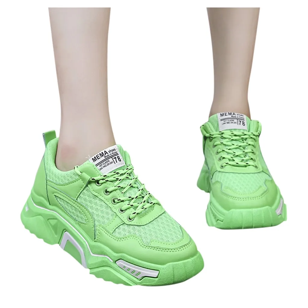 Зеленый Женская обувь; повседневные теннисные кроссовки; zapatos de mujer; женские модные спортивные кроссовки из сетчатого материала, увеличивающие рост; повседневная обувь - Цвет: Зеленый