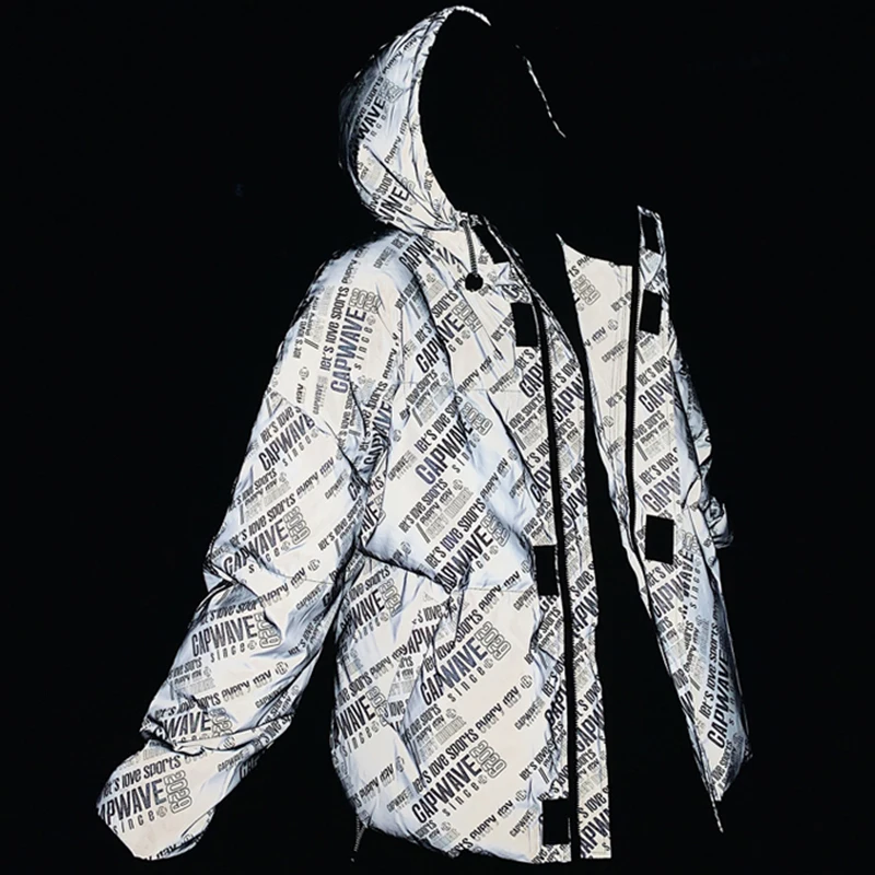 Женское Стеганое пальто повседневная светящаяся куртка с капюшоном свободная