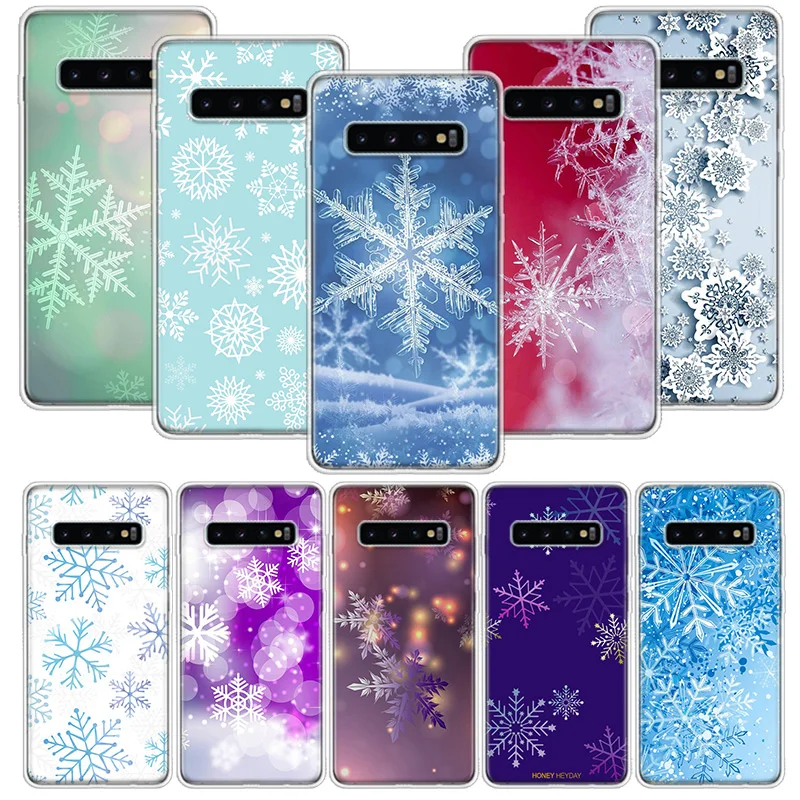 Snowflake Winter White Snow Christmas Phone Case Per Samsung Galaxy S23 S24 Ultra S20 Fe S21 S22 Plus S10 S10E S9 S8 + Soft Cove