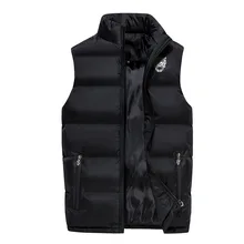 Осень и зима стиль мужской отложной воротник сплошной цвет набивной пуховик хлопок-ватник одежда жилет большой размер повседневная верхняя одежда