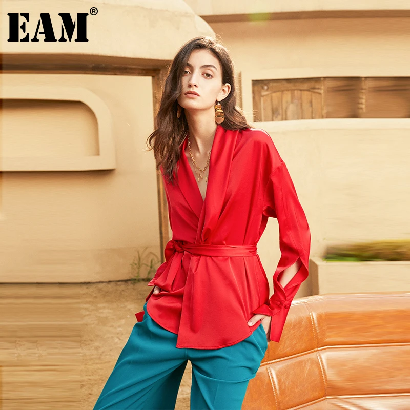 [EAM] Women Red Bandage Split Joint Temperament