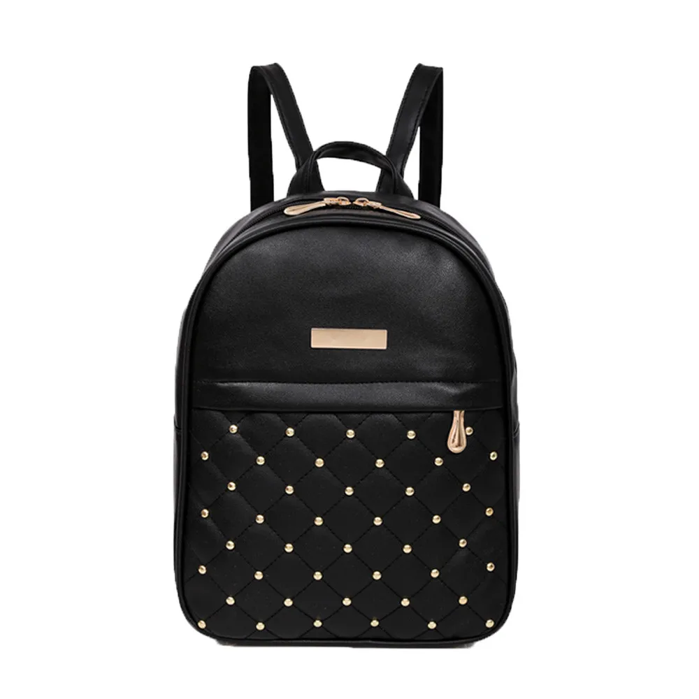 Женский рюкзак Лидирующий бренд, новая мода, высококачественный рюкзак с заклепками, модные повседневные сумки, женская сумка через плечо, Рюкзаки#930 - Цвет: black