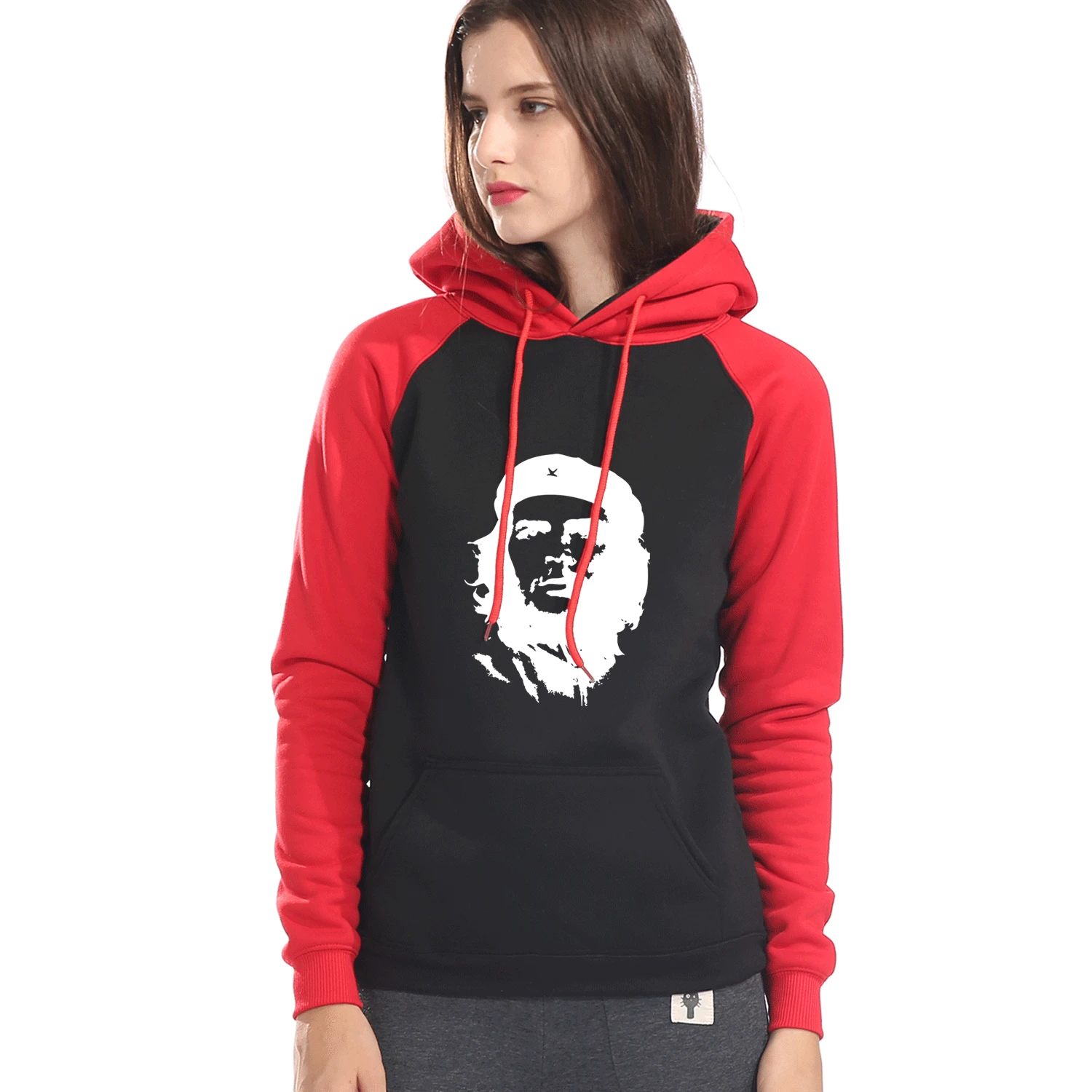 Che Guevara, зимние женские толстовки с капюшоном, повседневная верхняя одежда, спортивный костюм, зимний хлопковый теплый модный реглан, толстовки, пуловер для женщин - Цвет: red black 5